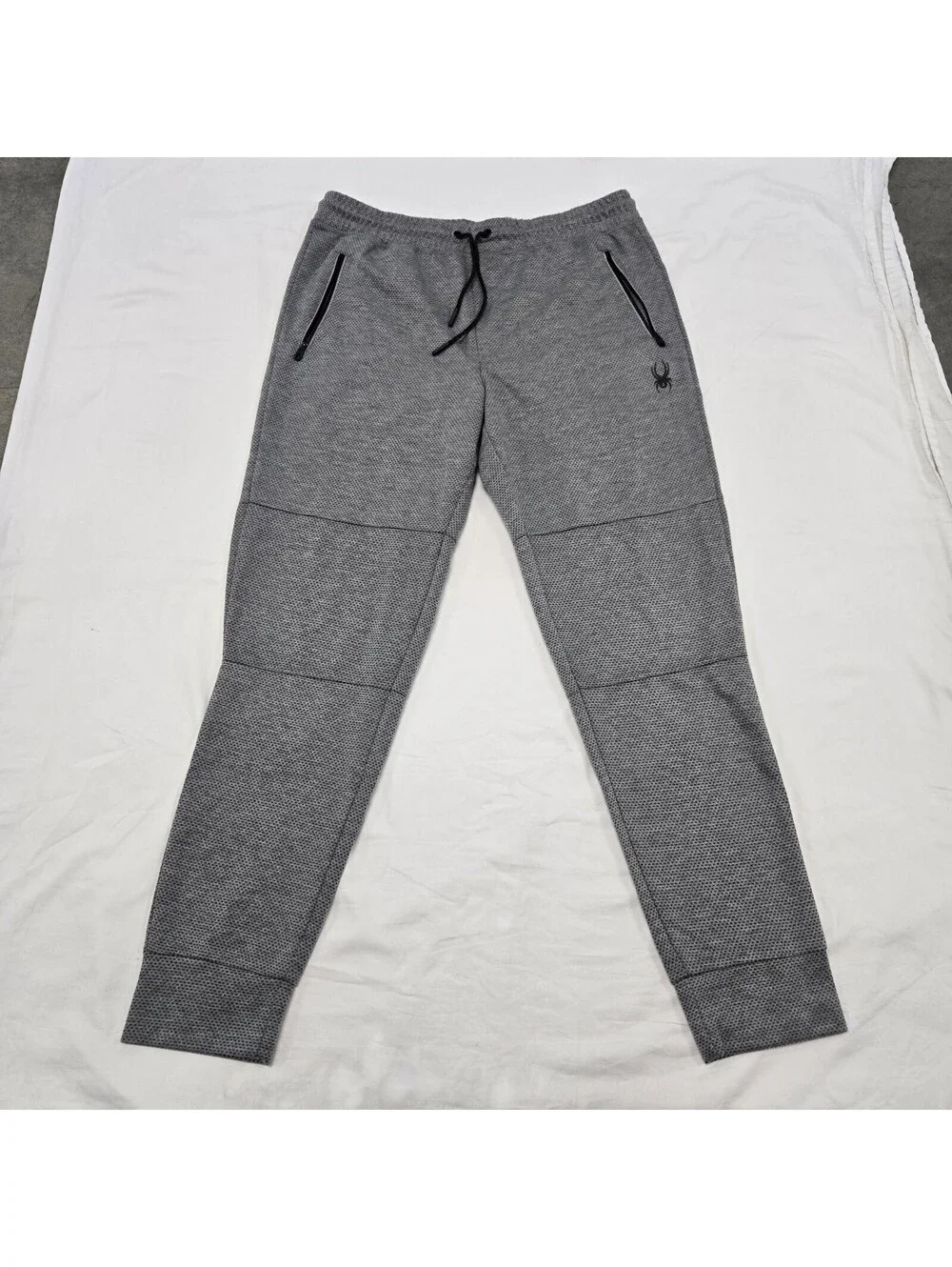 EUC Men's LARGE Spyder Active Pro Web Reflective Jogger Sweatpants Light Grey